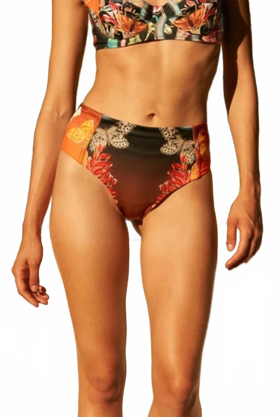 NEW CAROLINA K women's carmel bikini bottom in snake butterfly